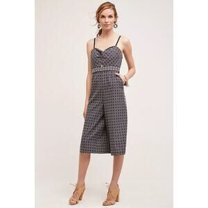 Anthropologie brand Elevenses Remy Jumpsuit Navy Blue Argyle - 2‎